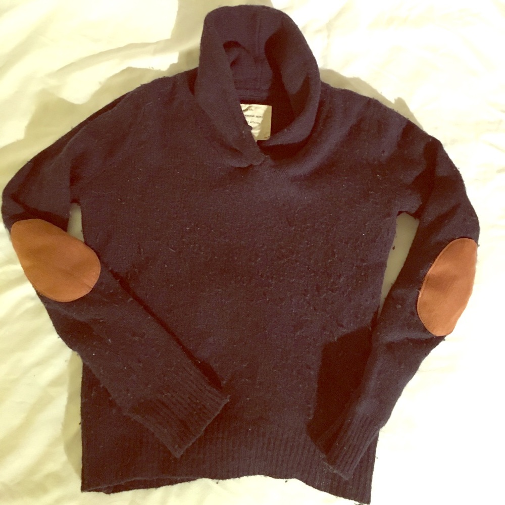 Dark Blue Elbow Patch Sweater
